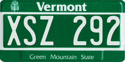 VT license plate XSZ292