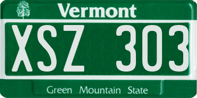 VT license plate XSZ303