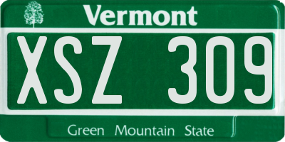 VT license plate XSZ309