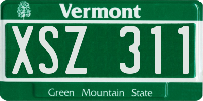 VT license plate XSZ311