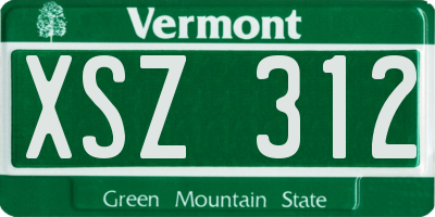 VT license plate XSZ312