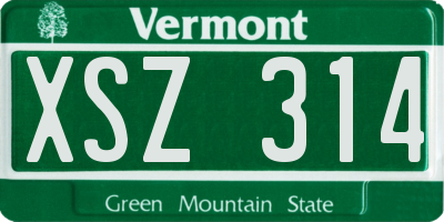VT license plate XSZ314