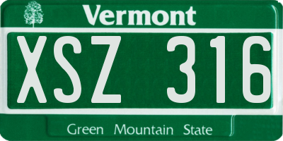 VT license plate XSZ316
