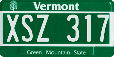 VT license plate XSZ317
