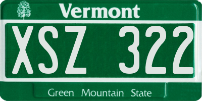 VT license plate XSZ322