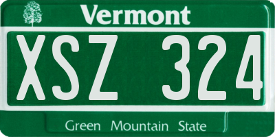 VT license plate XSZ324