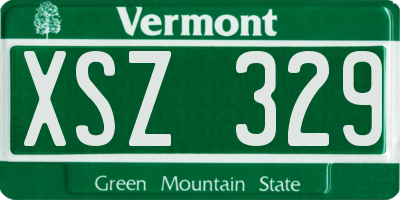VT license plate XSZ329