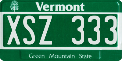 VT license plate XSZ333