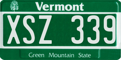 VT license plate XSZ339
