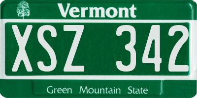 VT license plate XSZ342