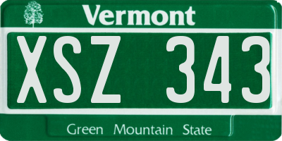VT license plate XSZ343