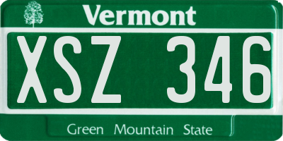 VT license plate XSZ346