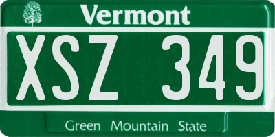 VT license plate XSZ349