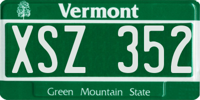 VT license plate XSZ352