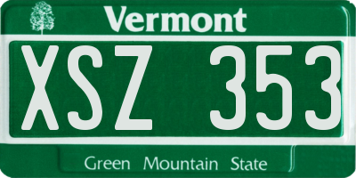 VT license plate XSZ353