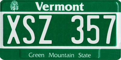 VT license plate XSZ357