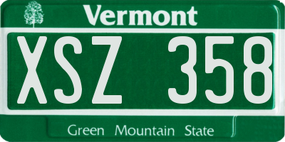 VT license plate XSZ358