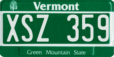 VT license plate XSZ359