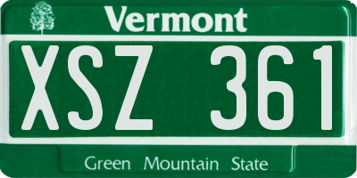 VT license plate XSZ361