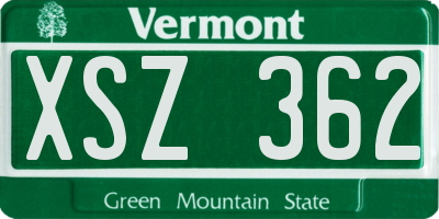 VT license plate XSZ362
