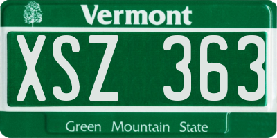 VT license plate XSZ363