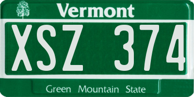 VT license plate XSZ374