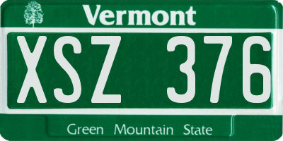 VT license plate XSZ376