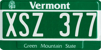 VT license plate XSZ377