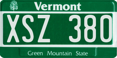 VT license plate XSZ380