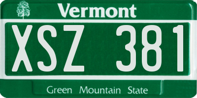 VT license plate XSZ381