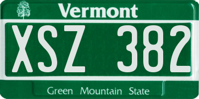 VT license plate XSZ382