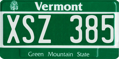 VT license plate XSZ385