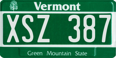 VT license plate XSZ387