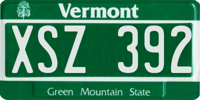 VT license plate XSZ392