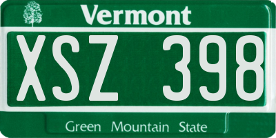 VT license plate XSZ398