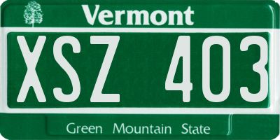 VT license plate XSZ403