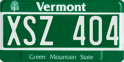 VT license plate XSZ404