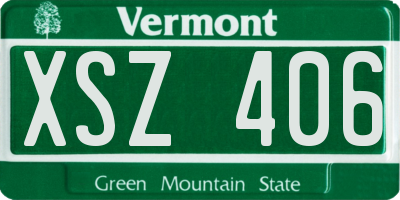 VT license plate XSZ406