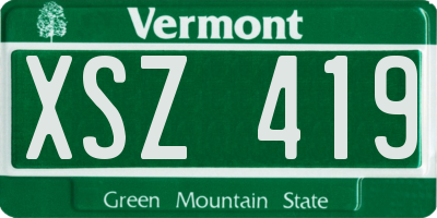 VT license plate XSZ419
