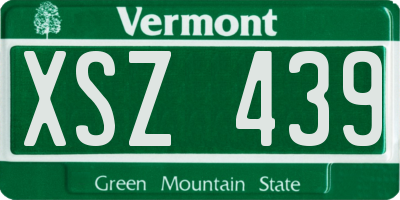 VT license plate XSZ439