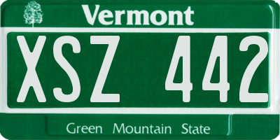 VT license plate XSZ442