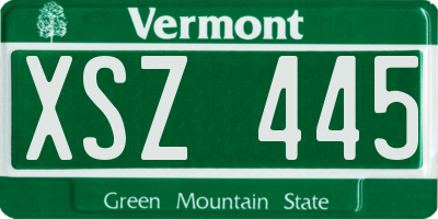 VT license plate XSZ445