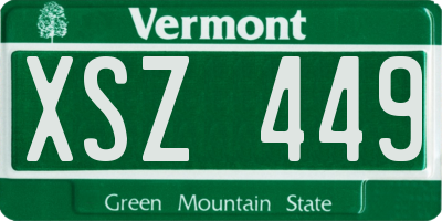 VT license plate XSZ449