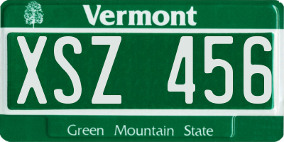 VT license plate XSZ456