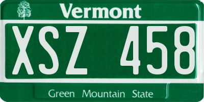VT license plate XSZ458