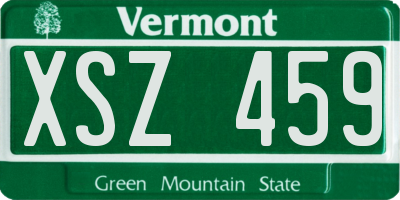 VT license plate XSZ459