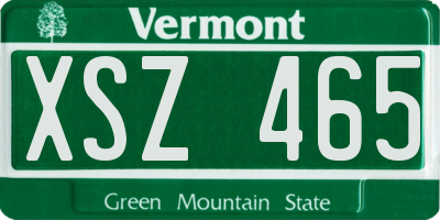VT license plate XSZ465