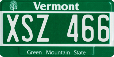 VT license plate XSZ466