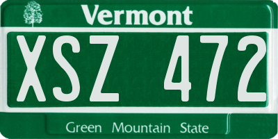 VT license plate XSZ472