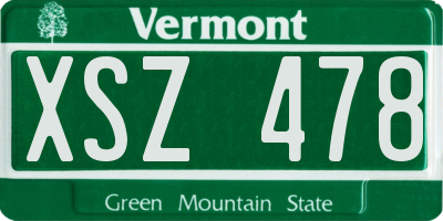 VT license plate XSZ478